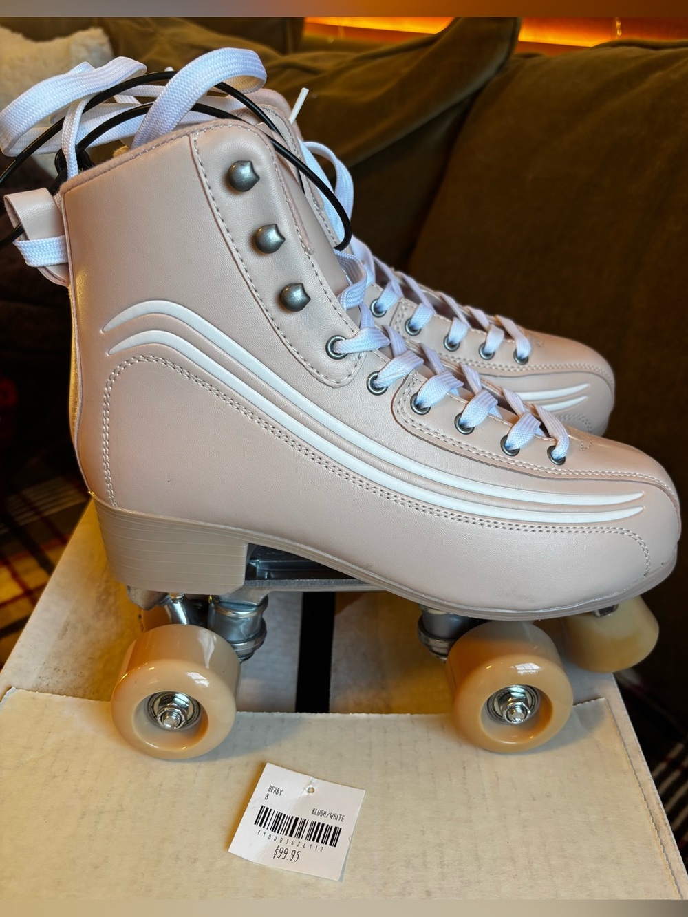 NWT Altard State Blush Pink Cream Stripes Roller Skates